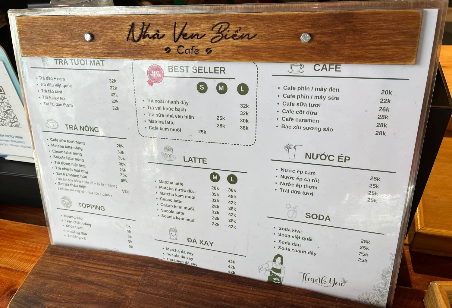 Menu quán cafe Nhà Ven Biển